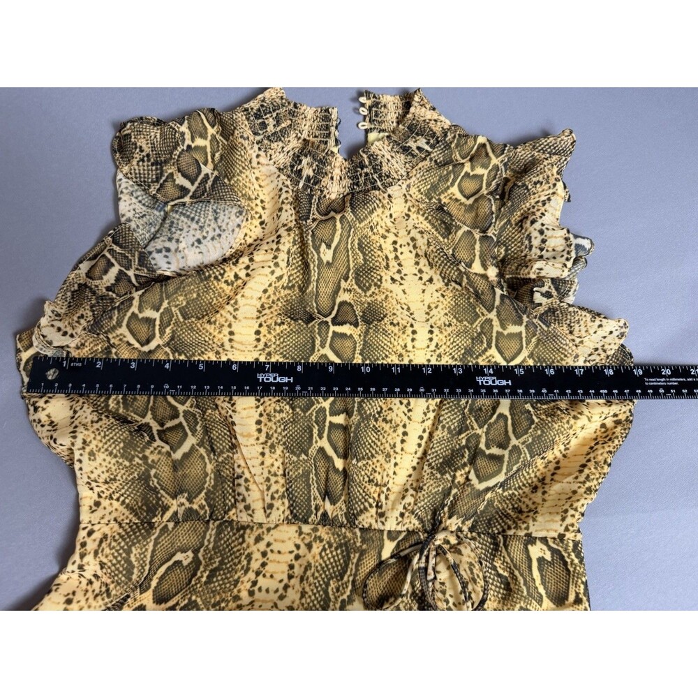 Sam Edelman Snake Print Ruffle Dress Size 10 NWT Yellow Multi - Picture 3 of 16